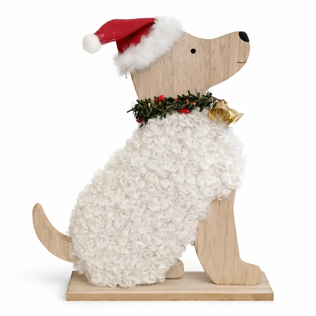 Décoration de table en bois chien 21,5 × 26 cm, debout