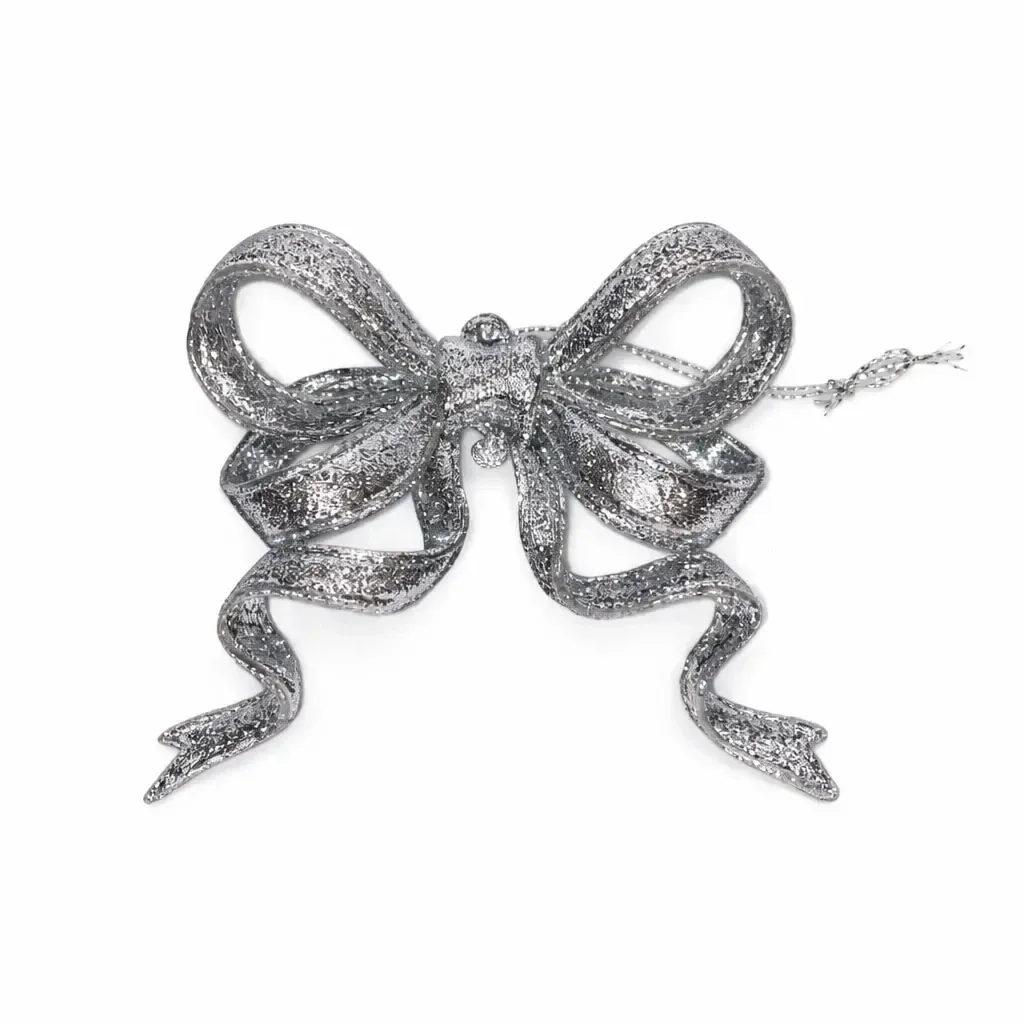 Décoration de nœud 9 × 8 cm, argent