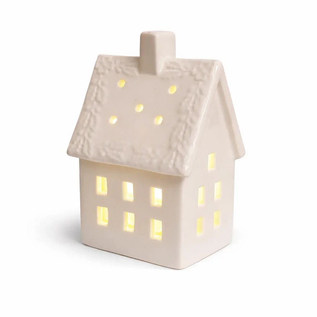 Décoration LED maison en céramique, 8,5 × 6,9 × 12,9 cm, blanc chaud, 2× LR44