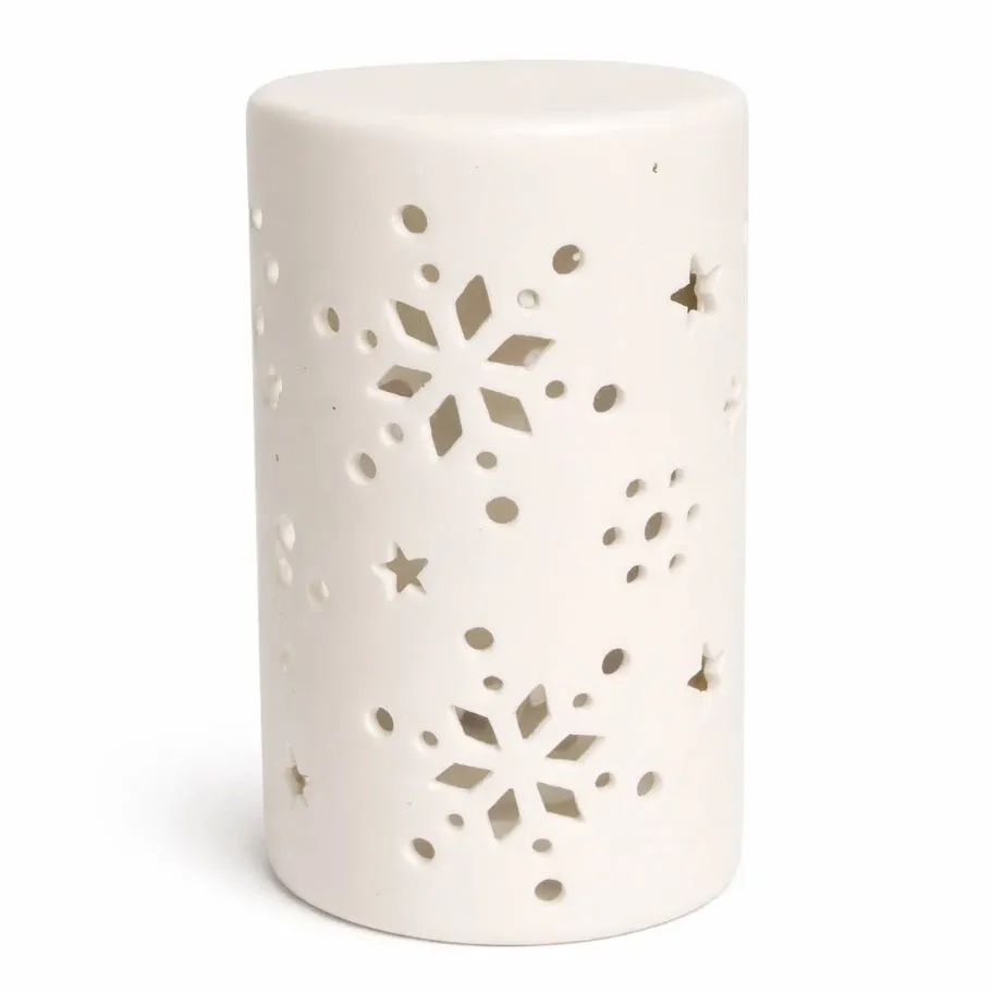 Bougeoir LED à piles en céramique 7,5 × 12,5 cm, blanc chaud, IP20, LR44