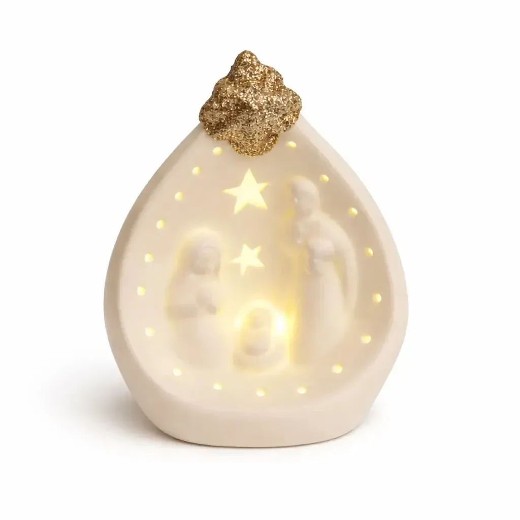 Lit d'enfant en céramique éclairé par LED 7,8 × 5,5 × 10 cm, blanc chaud, 2× LR44