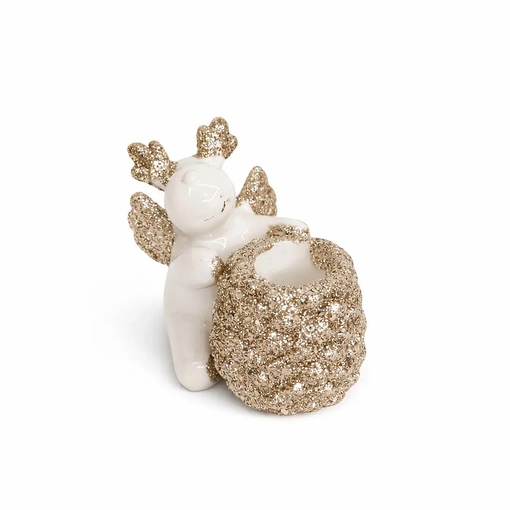 Bougeoir de Noël en céramique 9,5 × 9 × 8 cm, diamètre pour la bougie 2 cm