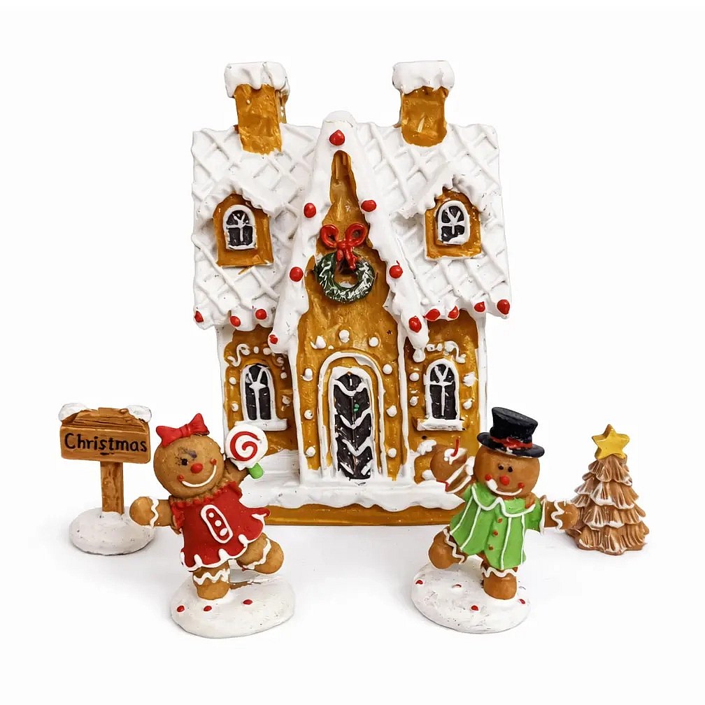 Décoration maison en pain d'épices et hommes en pain d'épices 20,3 × 17,4 × 7,5 cm, IP20, résine artificielle polyrésine