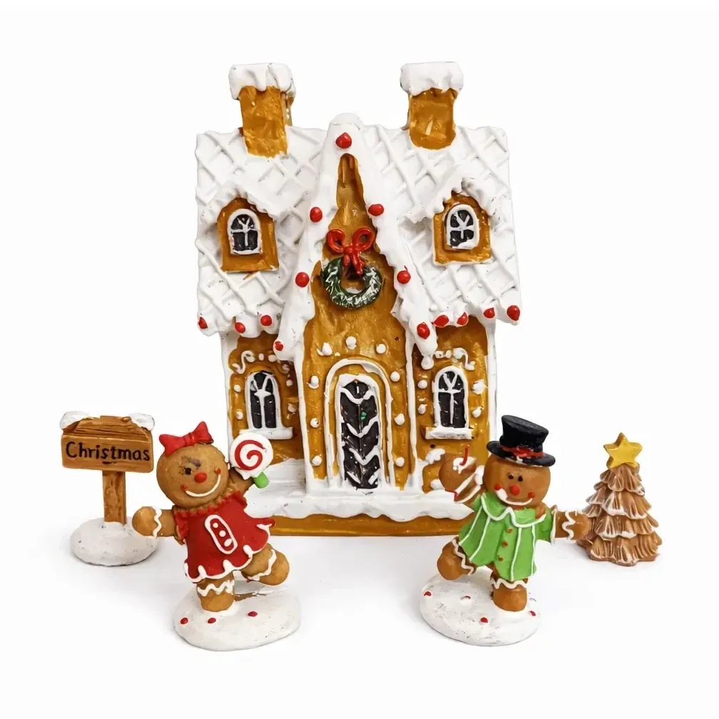 Décoration maison en pain d'épices et hommes en pain d'épices 20,3 × 17,4 × 7,5 cm, IP20, résine artificielle polyrésine