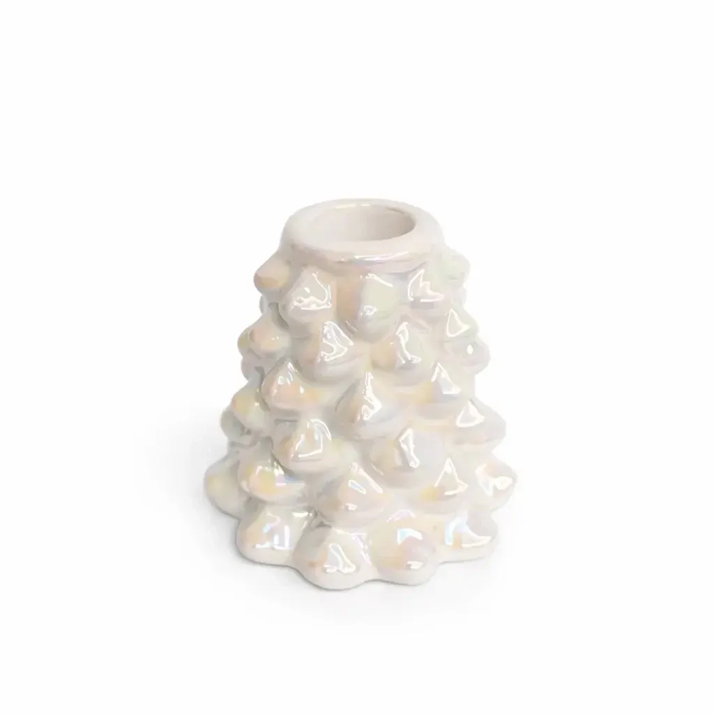 Bougeoir de Noël pour bougie haute 8,5 × 8,5 × 8 cm, blanc