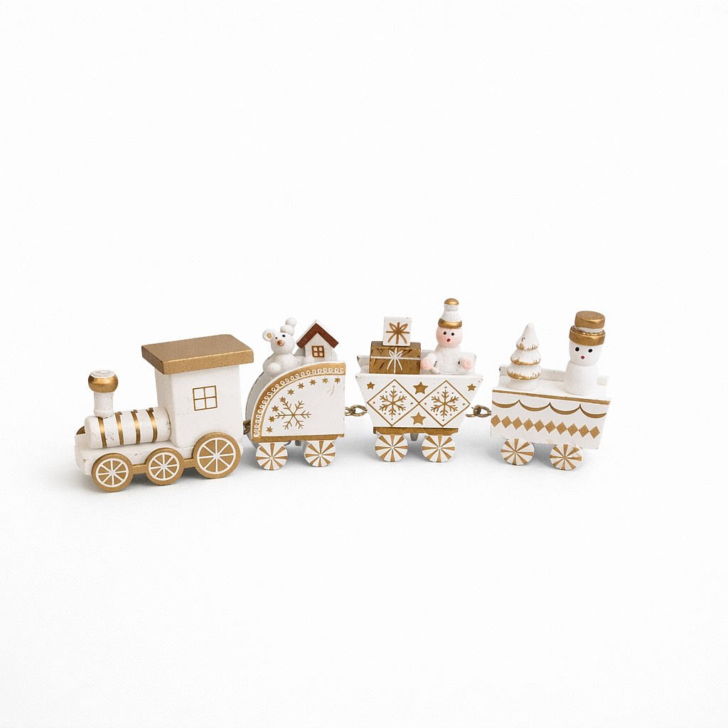 Décoration de train en bois avec trois wagons, 22,3 × 7,2 × 2,8 cm, blanc