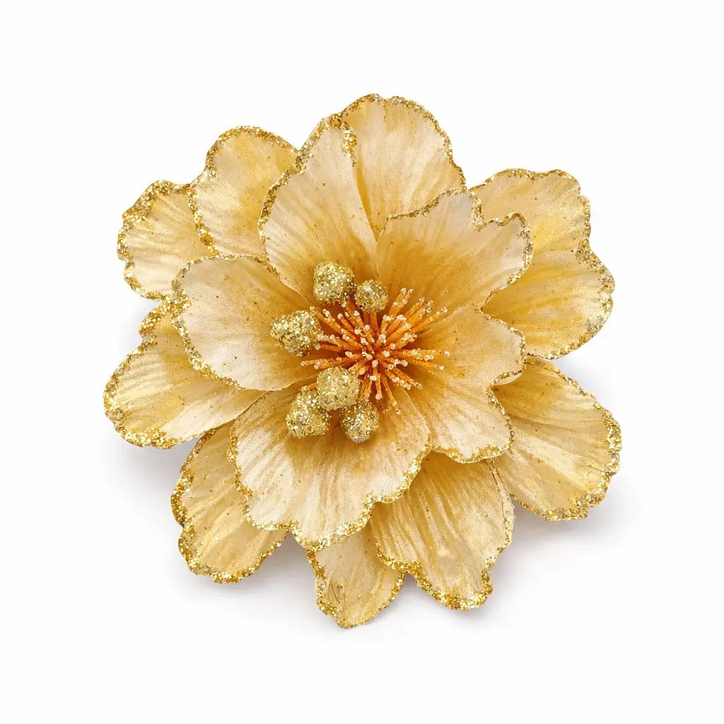 Décoration fleur artificielle, 47 cm, or