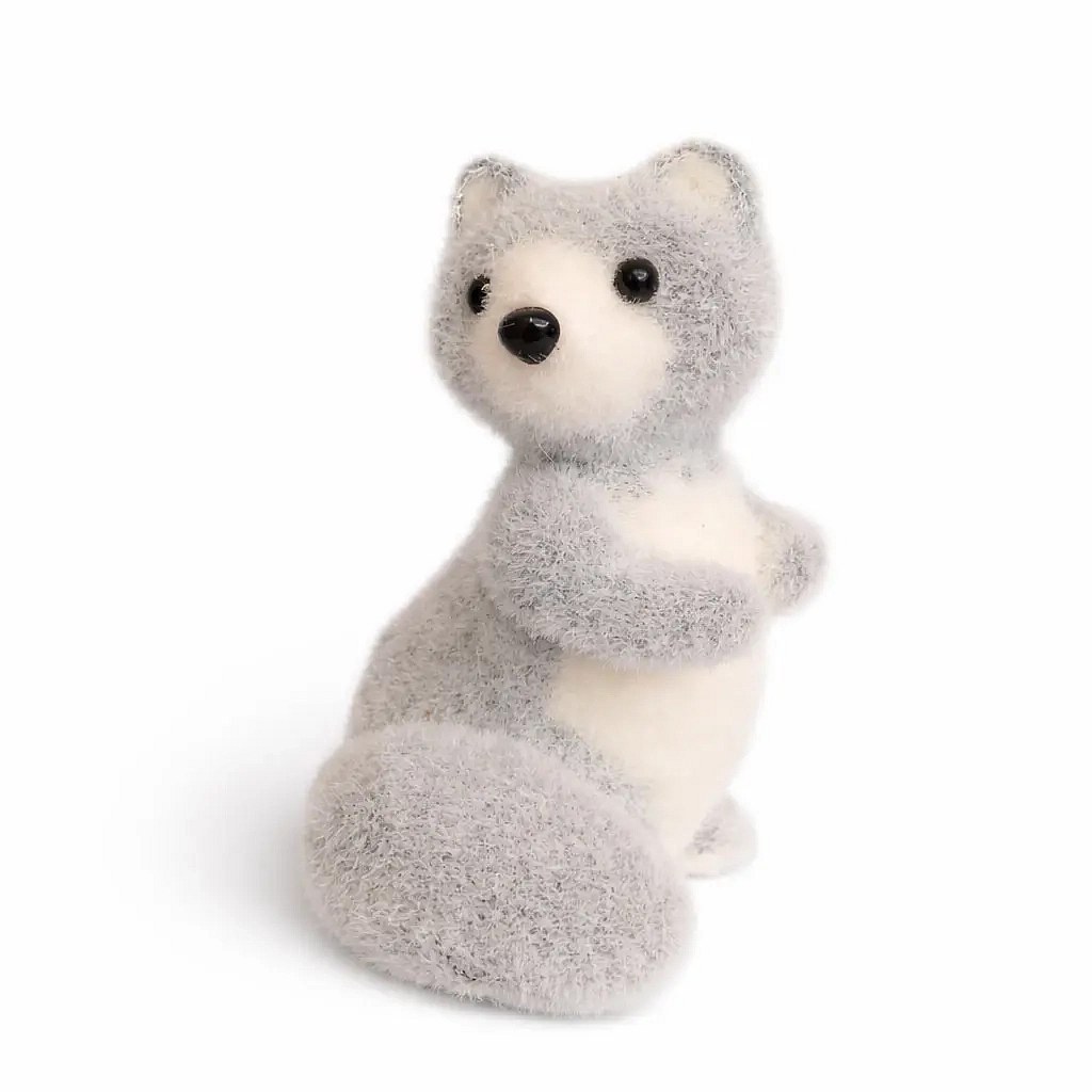 Décoration renard en peluche 10 × 15,5 × 11 cm, polystyrène, gris