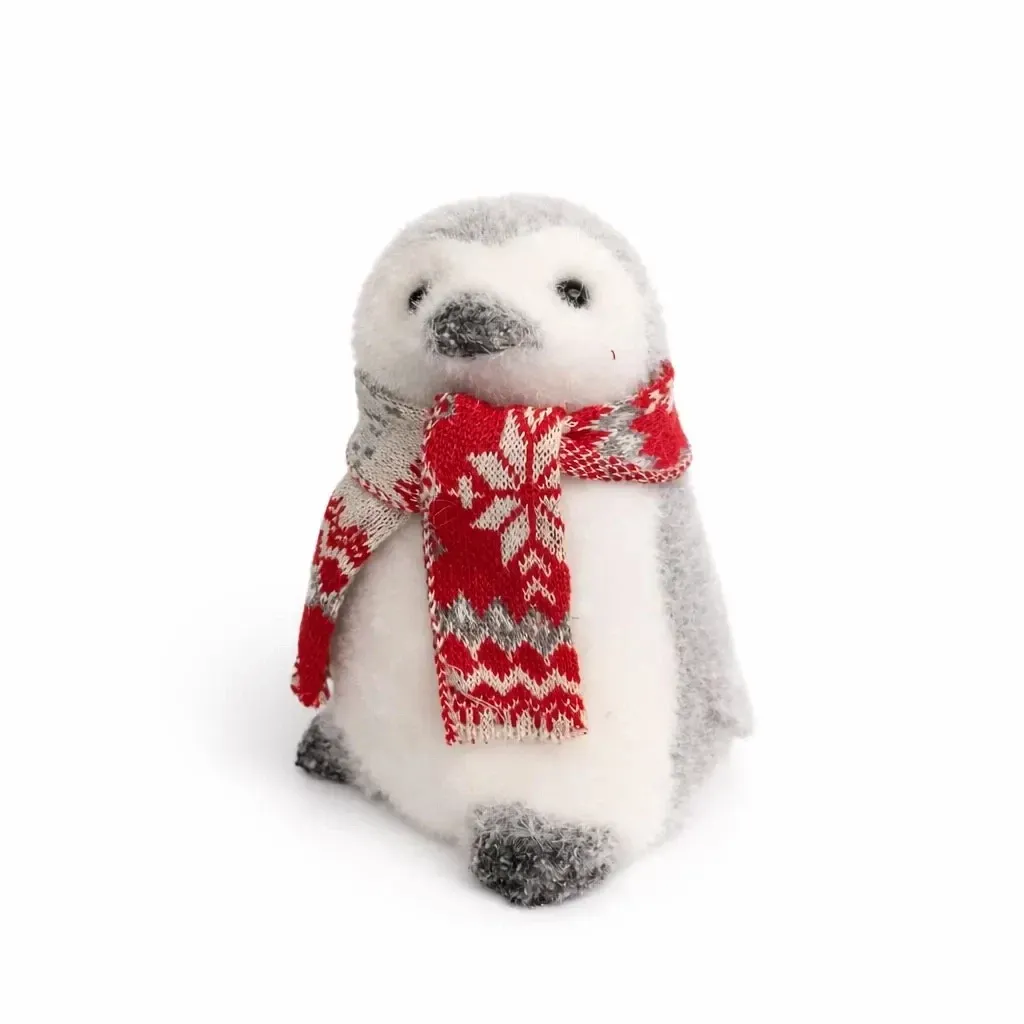 Peluche décorative Pingouin 12 × 10 × 15 cm, polystyrène, peluche, gris