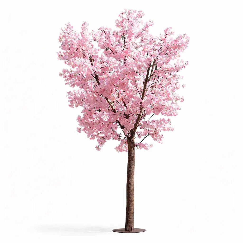 Arbre artificiel 3D Sakura 300 × 200 cm, décoration rose, IP44 extérieur, métal et plastique