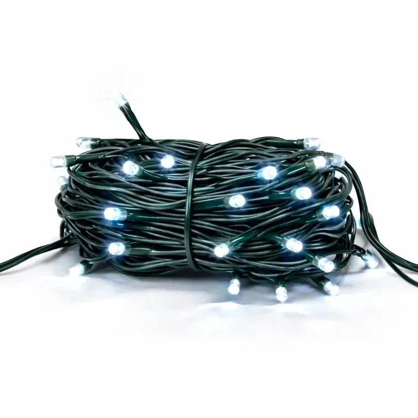 Guirlande lumineuse LED Hobby Line, d'extérieur, 4 m, blanc glacé, 32 LED, câble vert foncé, IP44, rallonge