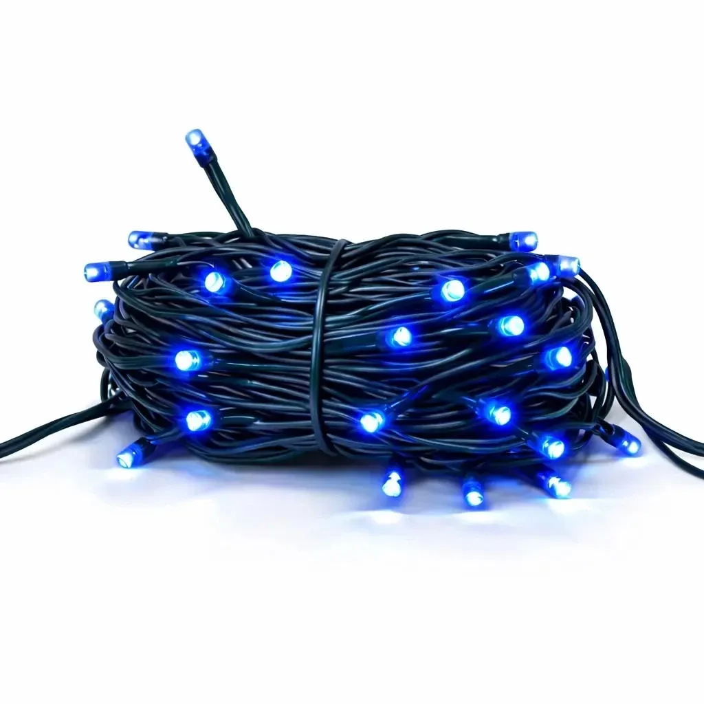 Guirlande lumineuse LED Hobby Line, d'extérieur, 4 m, bleue, 32 LED, câble vert foncé, IP44, rallonge
