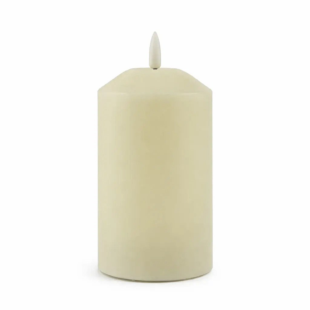 Bougie LED en cire véritable fonctionnant à piles, ø 7,5 × 10 cm, parfum amande, 2 piles AA