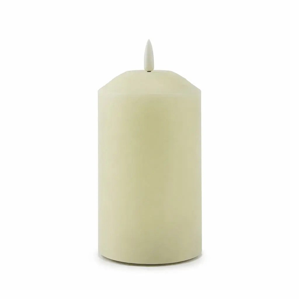Bougie LED en cire véritable fonctionnant à piles, ø 7,5 × 12,5 cm, parfum amande, 2 piles AA