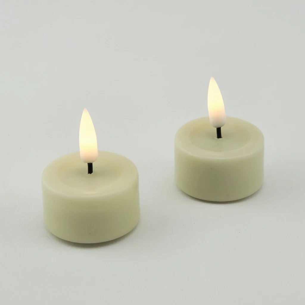 Téléchargé Bougie LED en cire véritable 4,1 x 5 cm, amande, lot de 2
