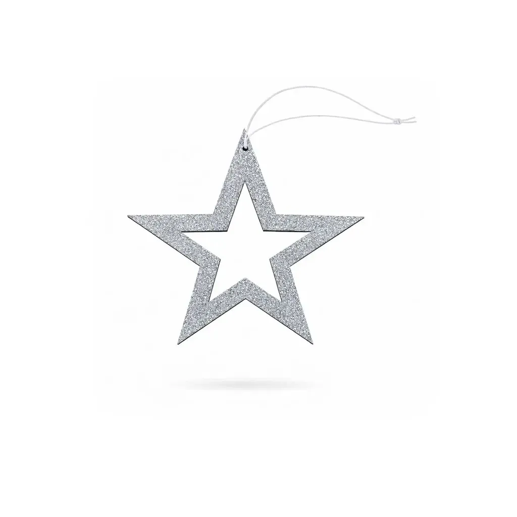 Étoile de Noël 15 cm argentée, creuse, en contreplaqué, pour l'extérieur