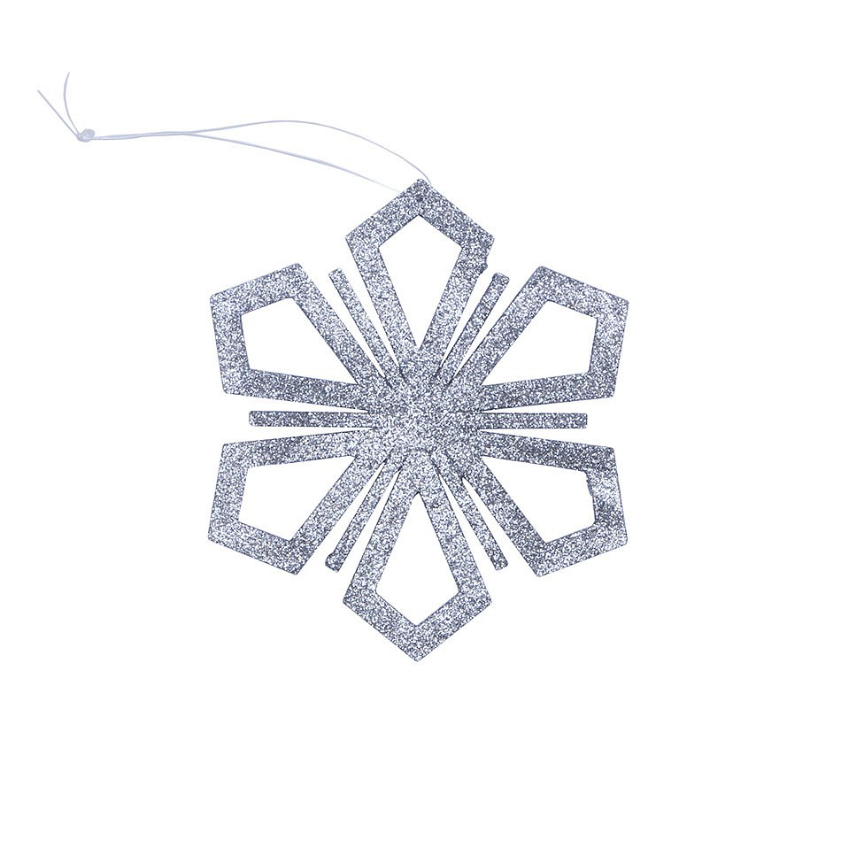 Ornement de Noël flocon de neige II, diamètre 15 cm, argent, contreplaqué, extérieur