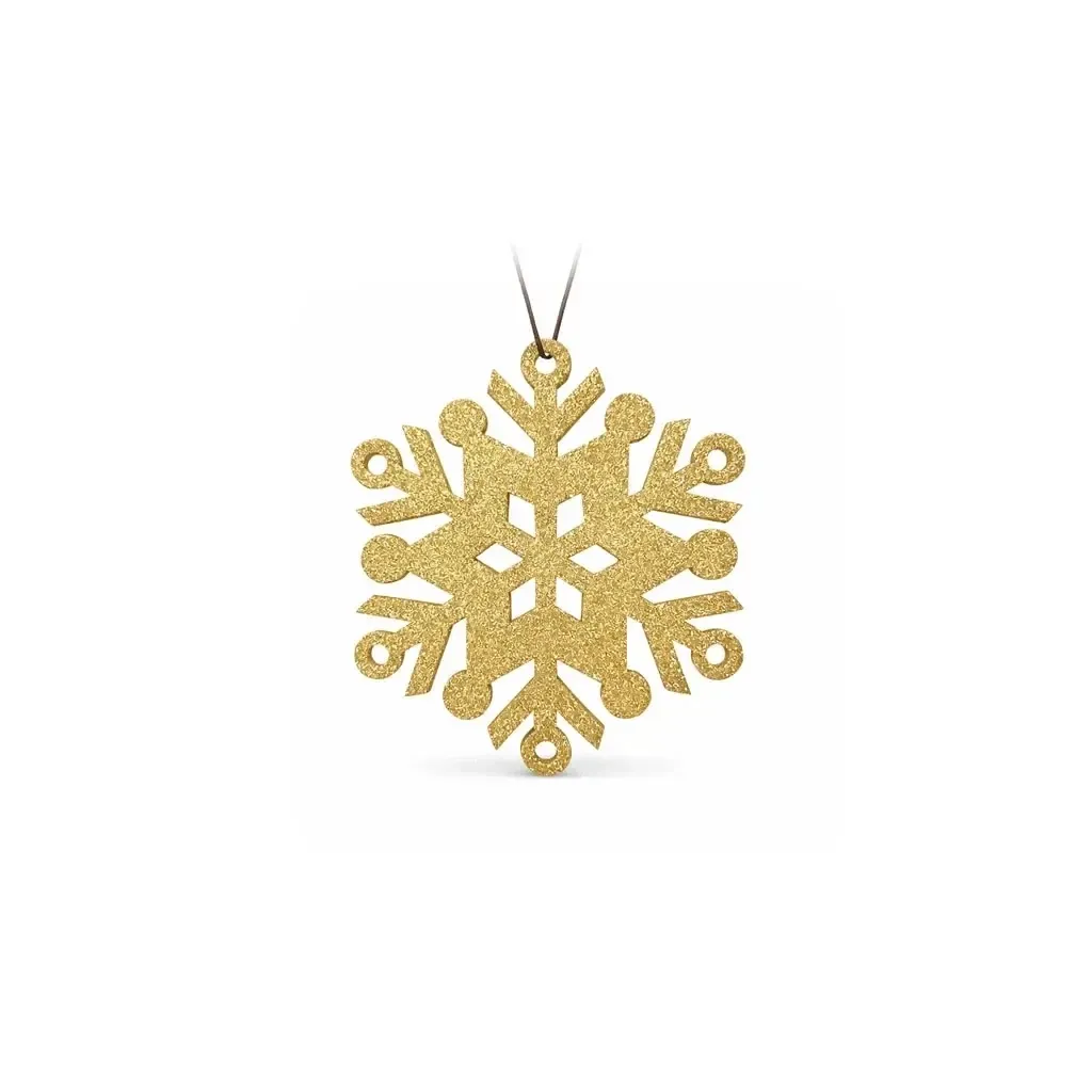 Ornement de Noël flocon de neige III, diamètre 15 cm, doré, contreplaqué, extérieur