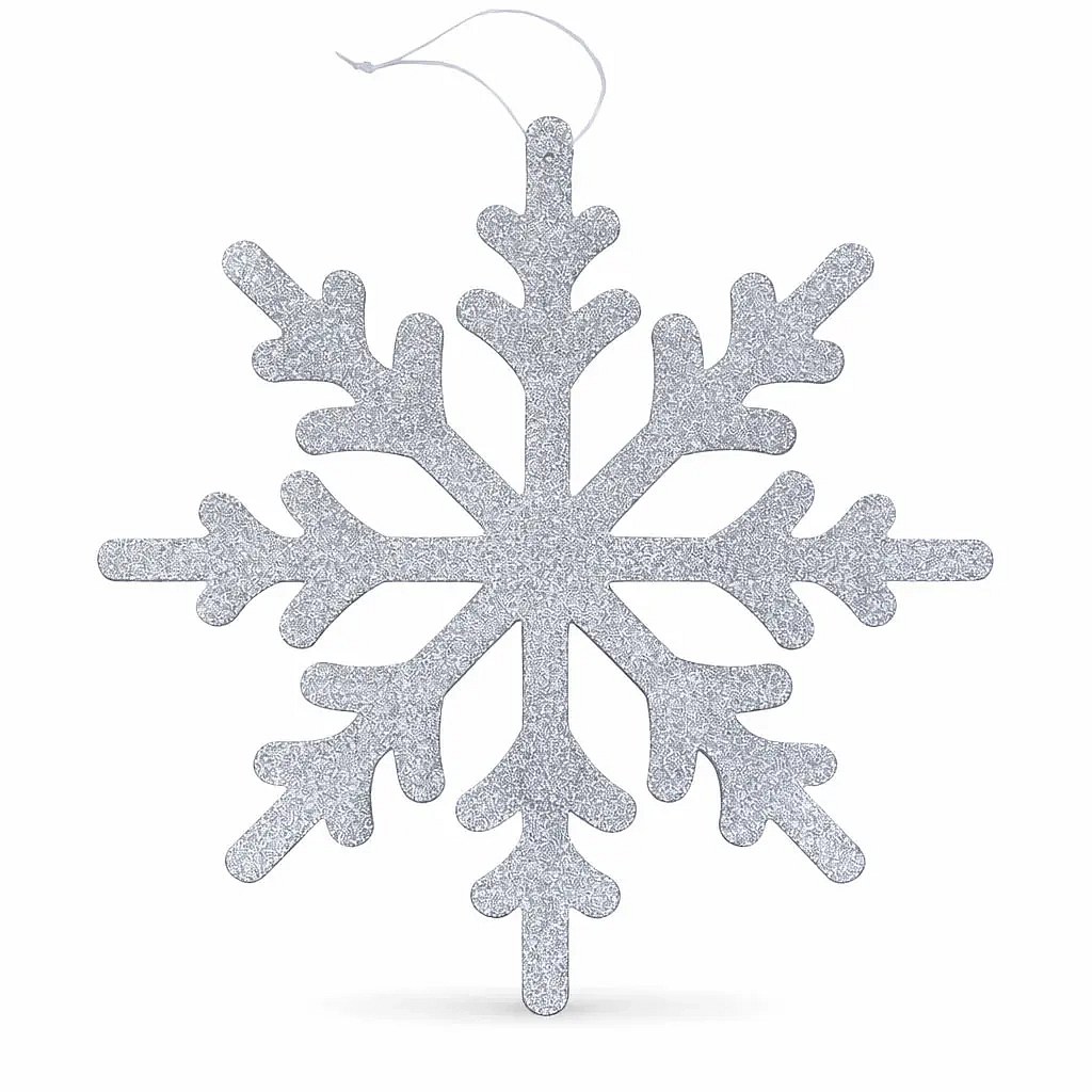 Ornement de Noël flocon de neige IV, diamètre 80 cm, argent, contreplaqué, extérieur
