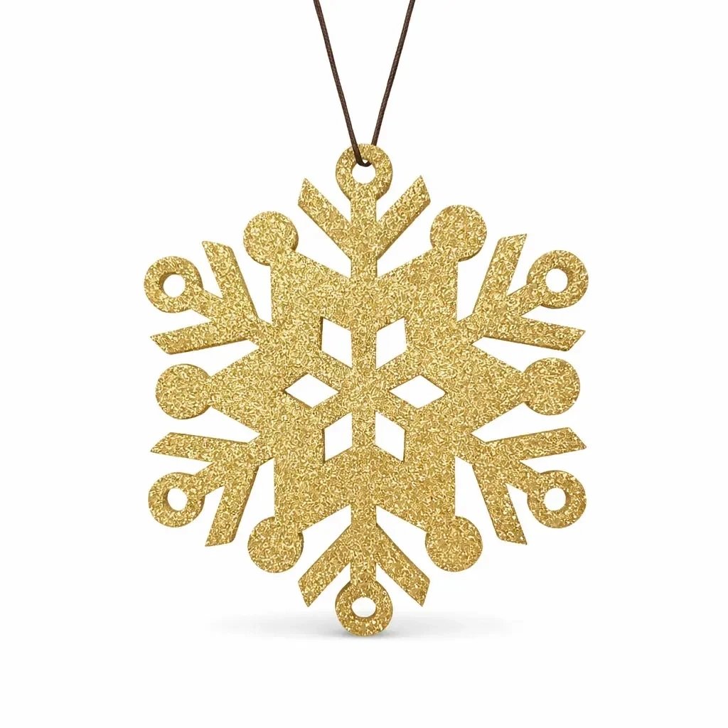 Ornement de Noël flocon de neige III, diamètre 80 cm, doré, contreplaqué, extérieur