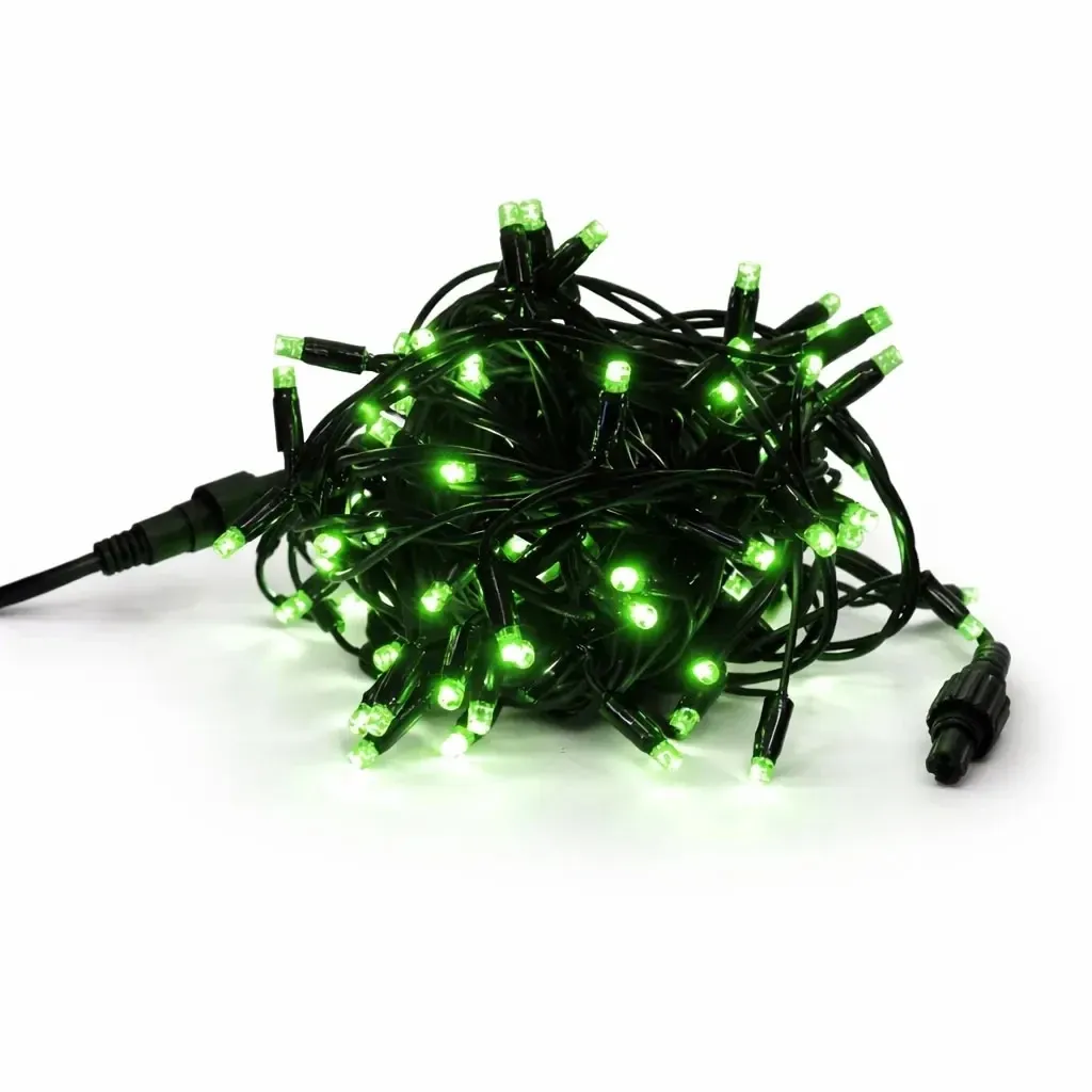 Guirlande lumineuse LED Easy Fix, 5 m, pour l'extérieur, verte, 50 LED, câble noir, IP44