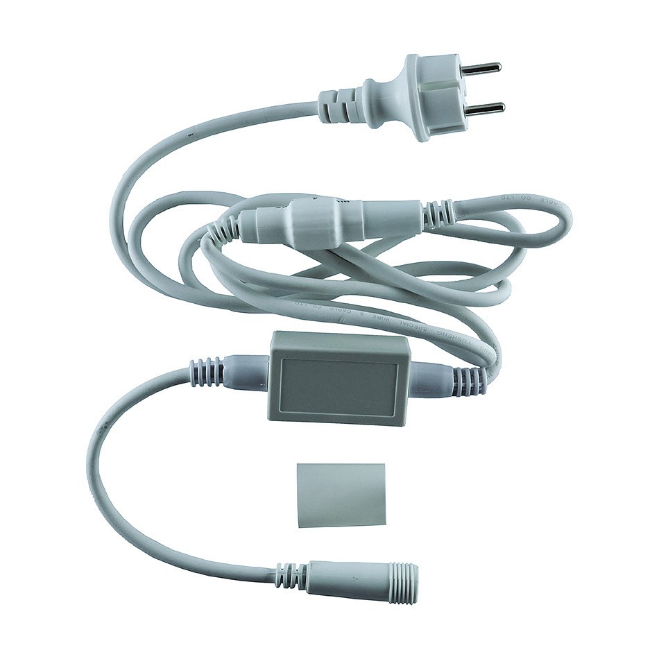 Câble d'alimentation Easy Fix, usage extérieur, 2 m, connecteur AC/DC détachable, IP67, blanc