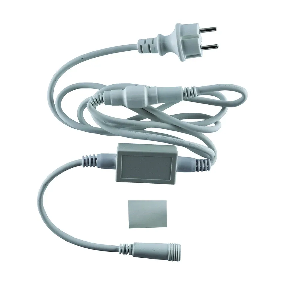 Câble d'alimentation Easy Fix, usage extérieur, 2 m, connecteur AC/DC détachable, IP67, blanc