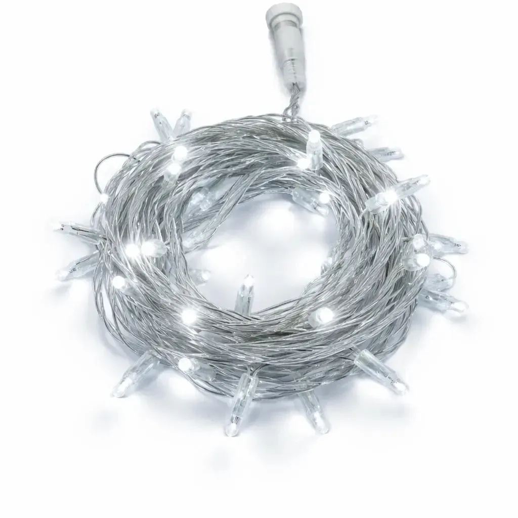 Lumière LED fluide, 4 m, blanc glacé, 64 diodes, câble transparent, IP44, 24 V