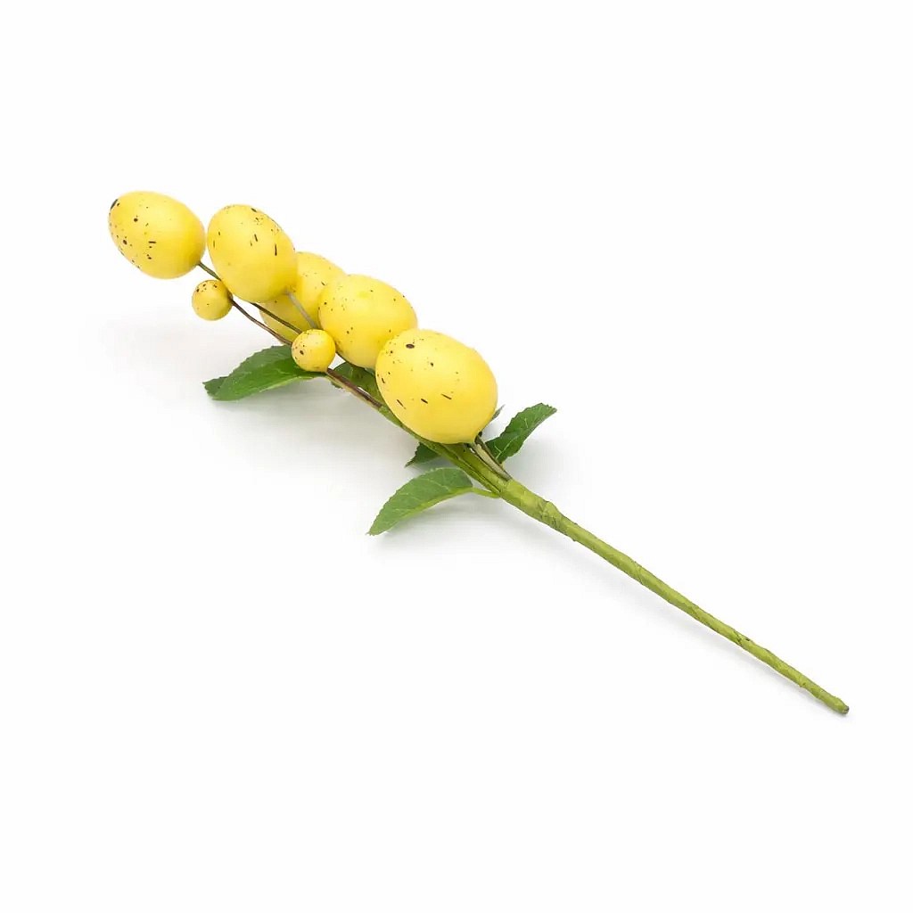 Brindille de Pâques, 24 × 8 cm, œufs jaunes, plastique, extérieur