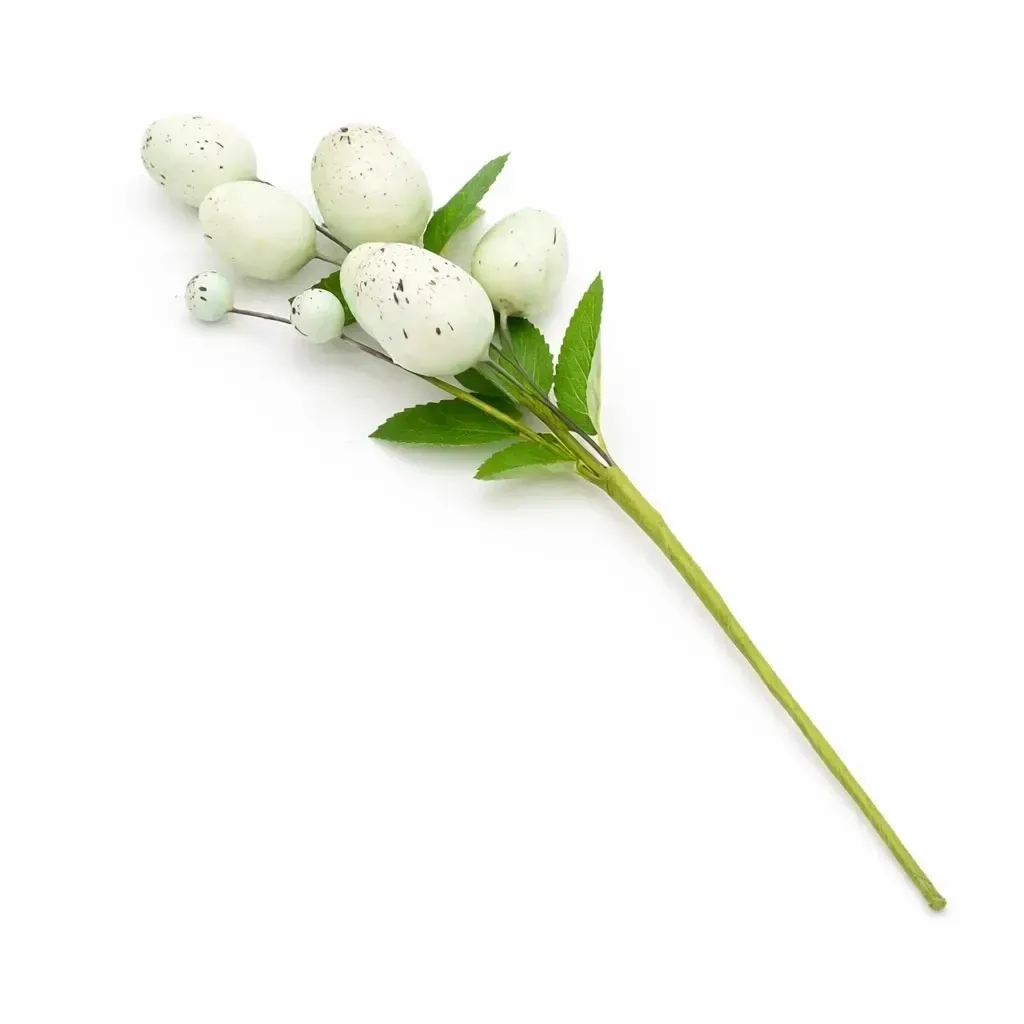 Brindille de Pâques, 24 × 8 cm, œufs verts et blancs, plastique, extérieur