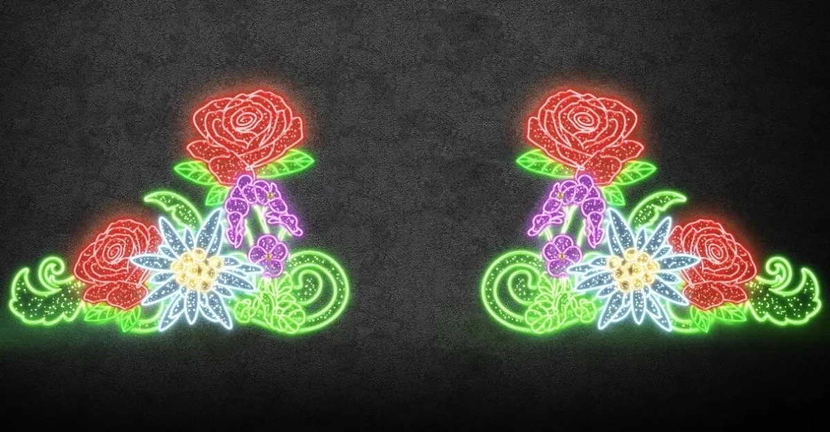Fleurs lumineuses LED, une pièce 325 x 230 cm, coloré, 36V, 110W, composé de 14 pièces