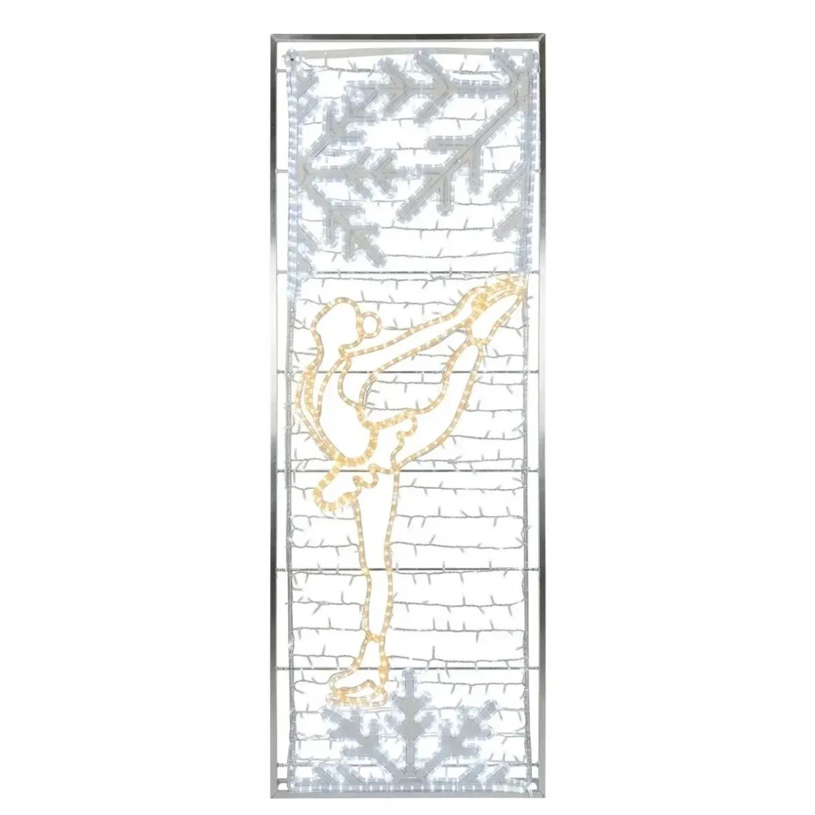 Easy Fix Bannière lumineuse 2D LED patineur, 80 × 247 cm, blanc chaud et glacé, suspendue, imprimée en 3D, cadre en aluminium