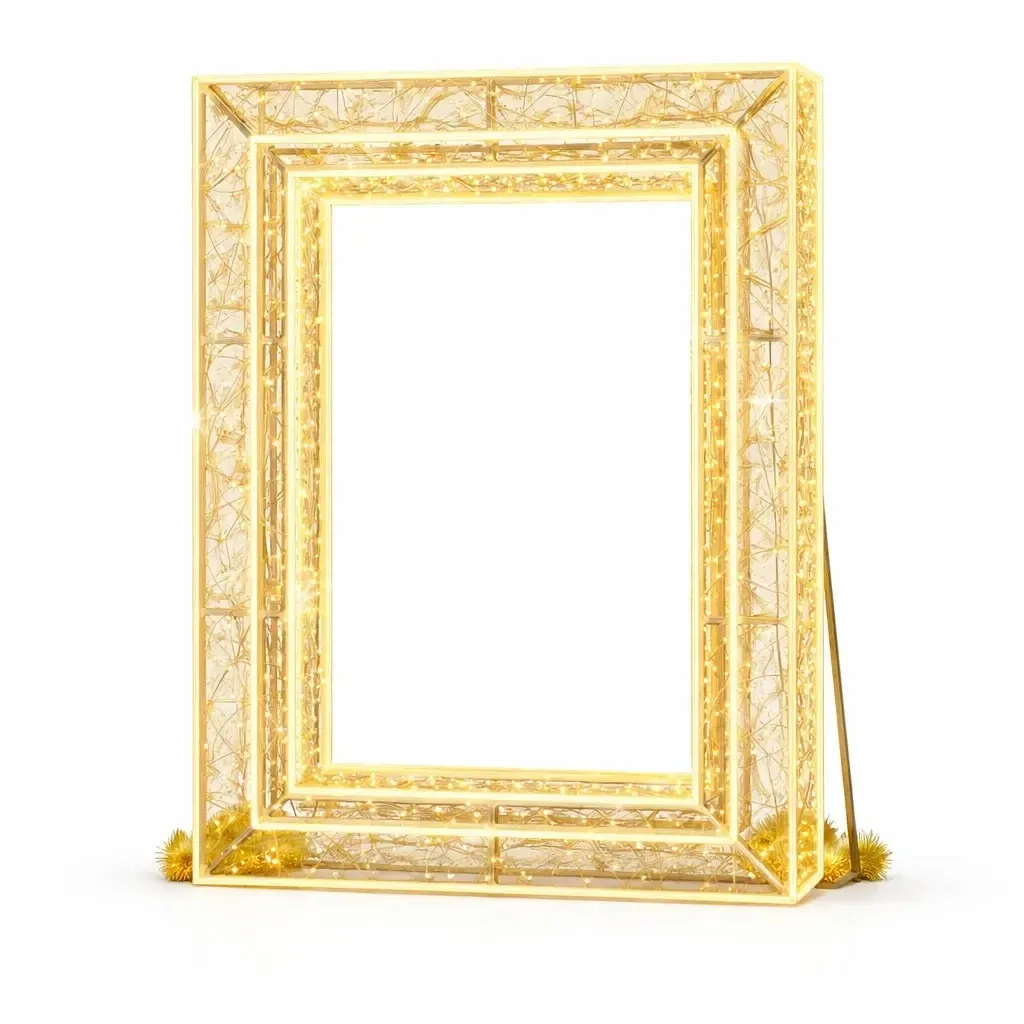 Cadre photo LED 3D Eco Fix, point photo debout, 170 × 230 × 20 cm, blanc chaud, aluminium