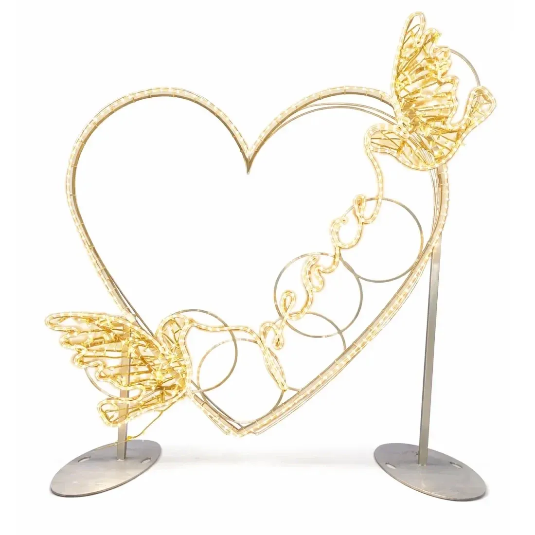Eco Fix 2D LED coeur paix et colombe, fenêtre photo debout, 190 × 180 cm, blanc chaud, suspendu, imprimé 3D, aluminium