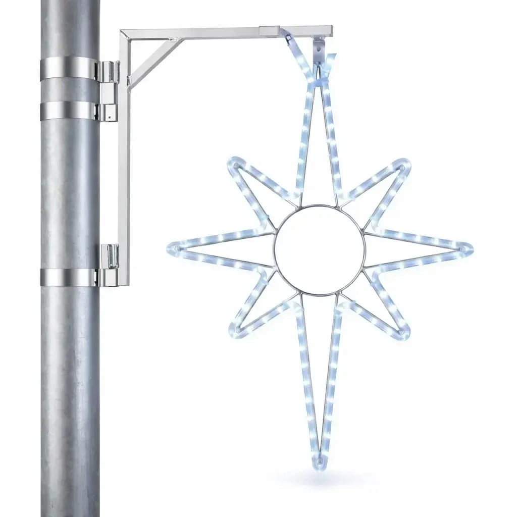 Easy Fix étoile LED 2D, 45 × 70 cm, blanc glacé, kit d'éclairage public, aluminium