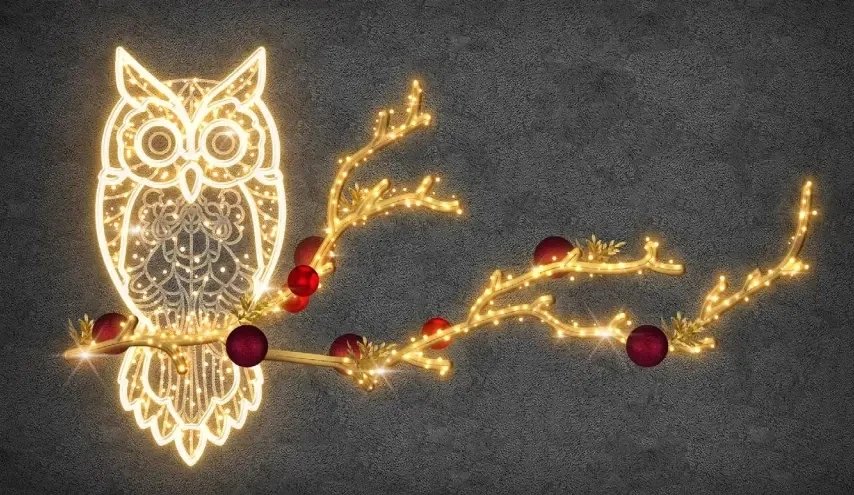 Easy Fix 2D LED hibou sur branche, suspendu, 220 ×145 × 3 cm, blanc chaud, impression 3D, DZX21195WS1