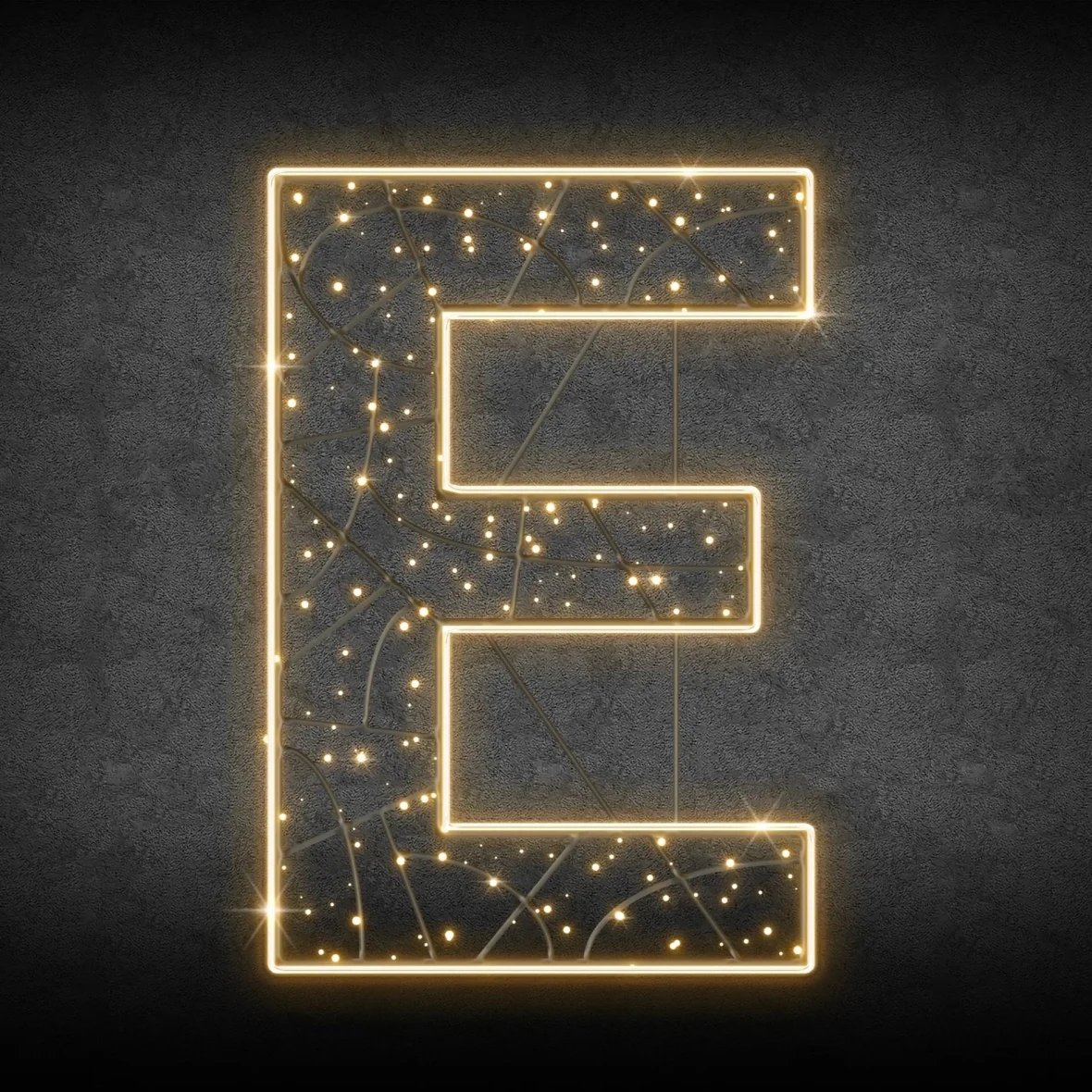Eco Fix 2D LED lettre E, hauteur 150 cm, blanc chaud