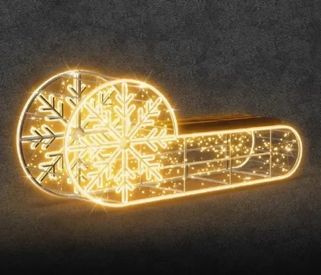 Traîneau lumineux Eco Fix 3D LED, 250 × 90 × 50 cm, blanc chaud, sur pied, aluminium
