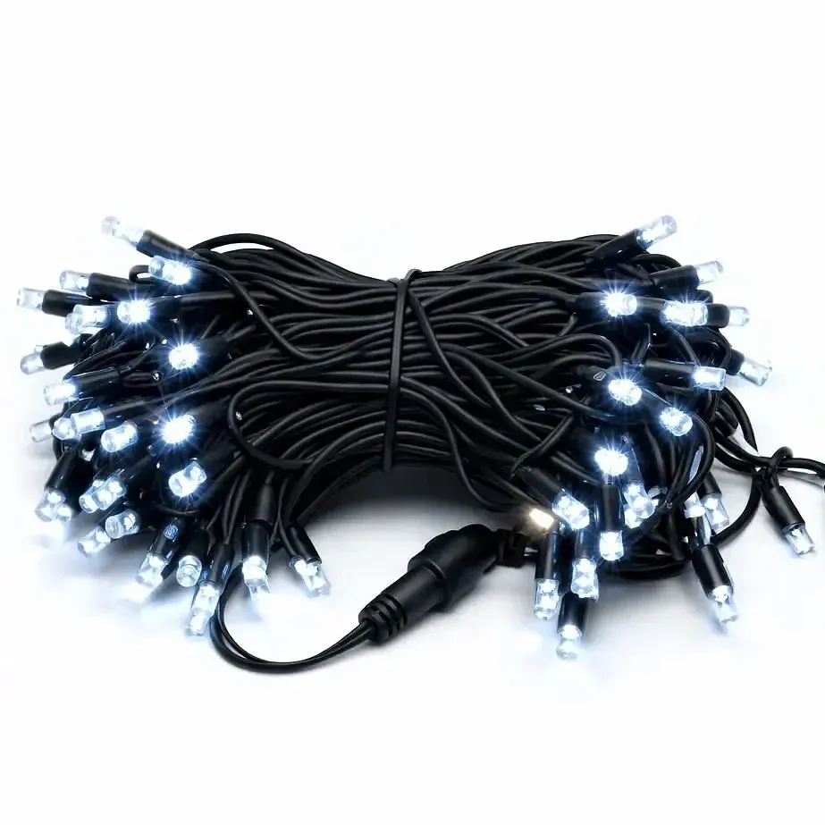 Guirlande lumineuse LED Easy Fix, 5 m, pour l'extérieur, contour, blanc glacé, 60 LED, câble noir, IP44