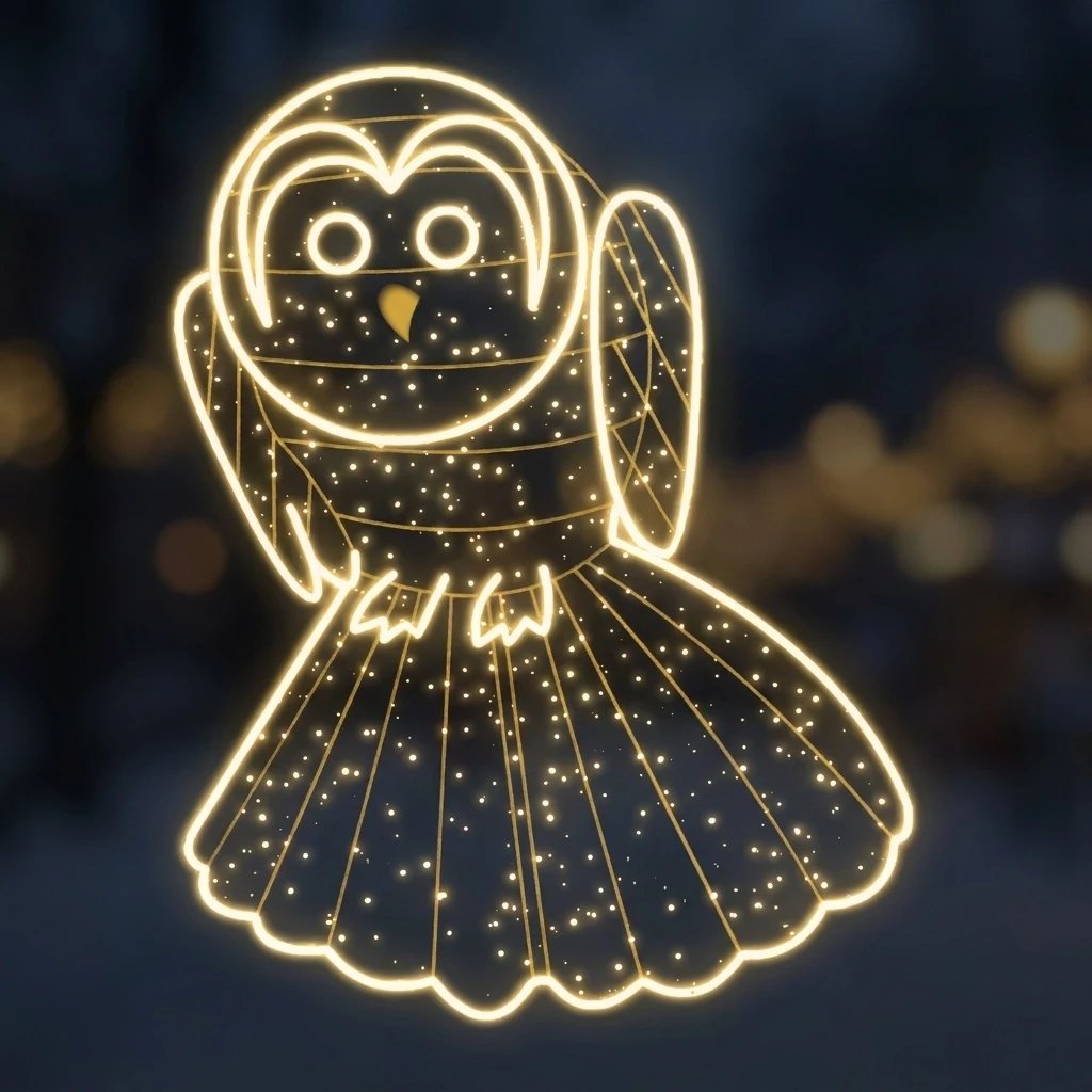 Easy Fix 2D LED hibou, suspendu, 130 × 165 × 5 cm, blanc chaud, imprimé en 3D, transparent
