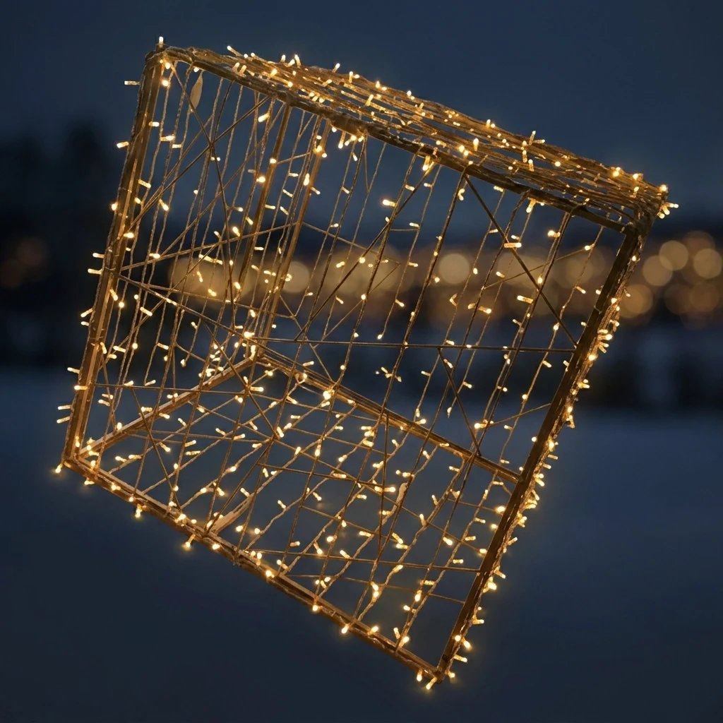 Cadeau lumineux LED 3D avec nœud, 130 × 120 cm, blanc chaud, aluminium