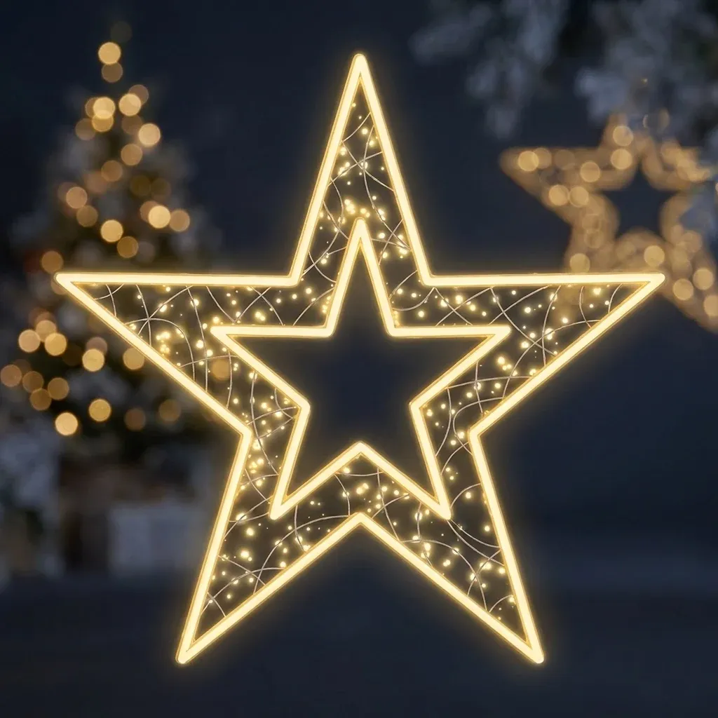 Easy Fix 2D LED star light XVII, Ø 170 cm, blanc chaud, suspension, aluminium