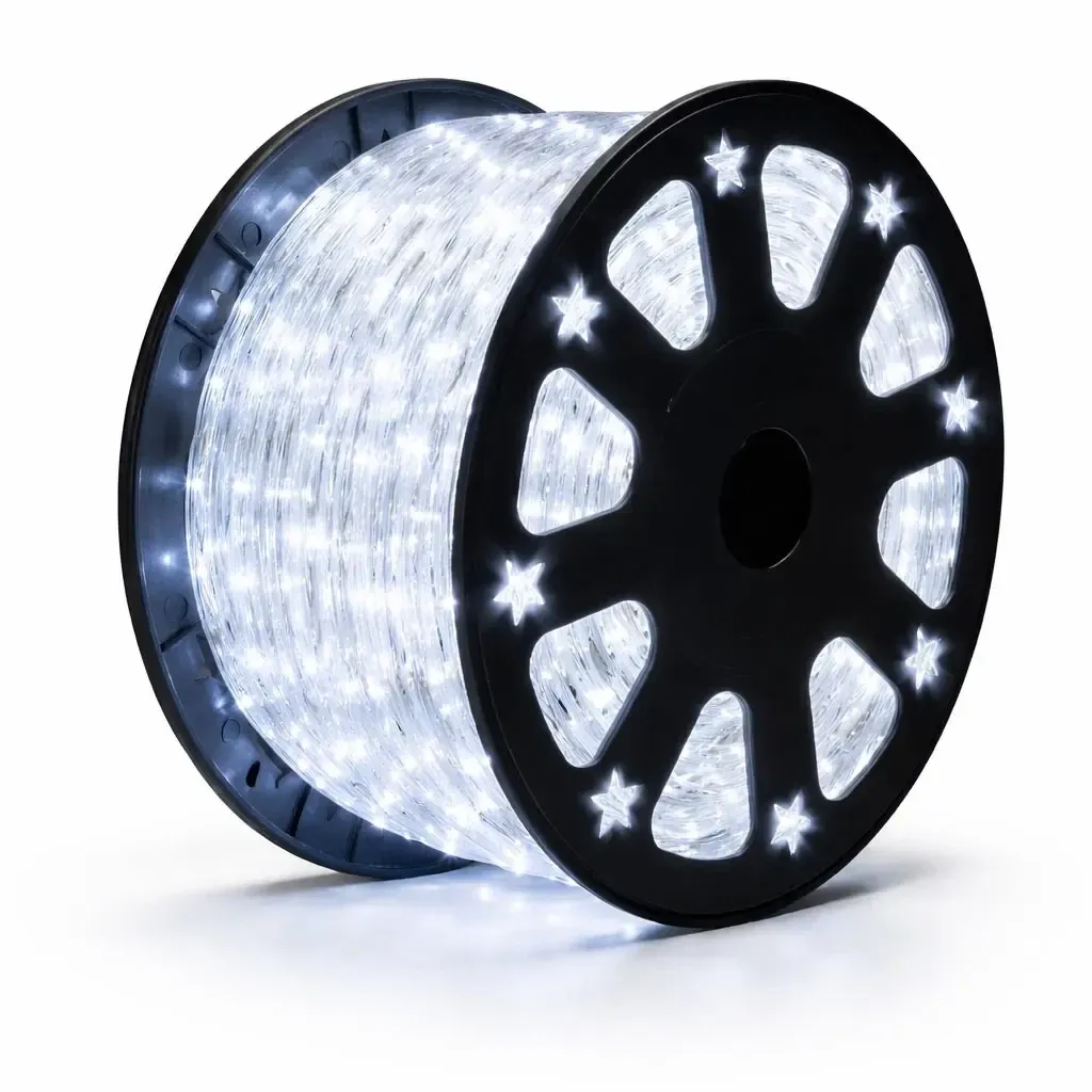 Easy Fix : guirlande lumineuse LED d'extérieur, 50 m, blanc glacé, 230 V, 1 500 LED, gaine transparente, IP44, bobine
