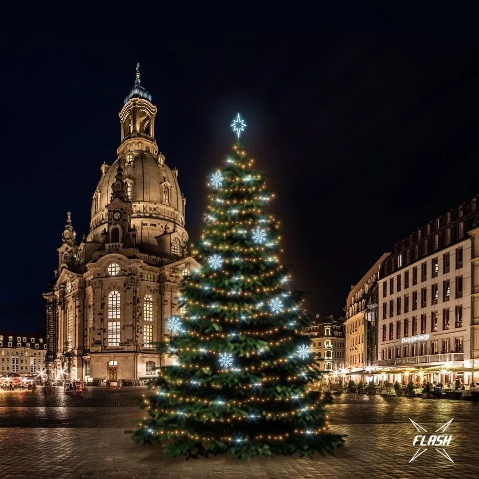 Kit d'éclairage LED pour arbres de Noël 15-17 m, blanc chaud avec Flash, décors de glace DZX0EFD08