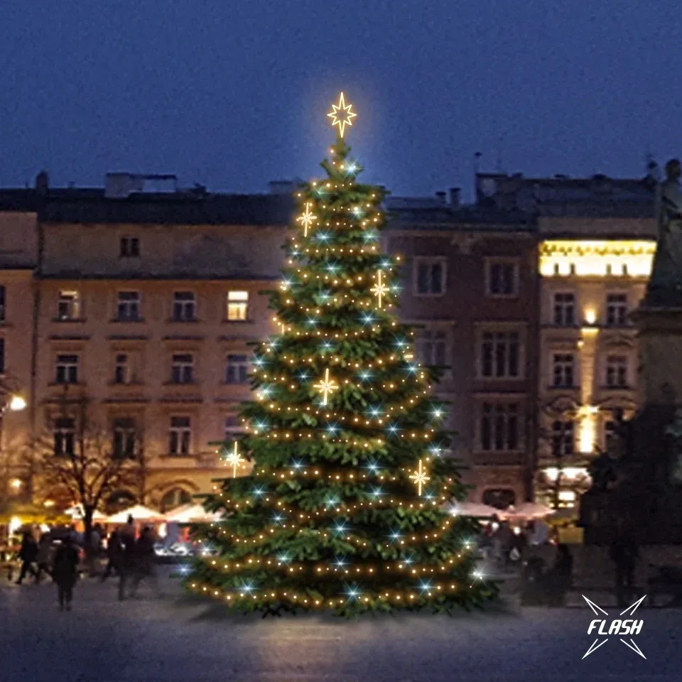 Set d'éclairage LED pour arbres de Noël 9-11 m, blanc chaud avec Flash, décors DZ113WS3