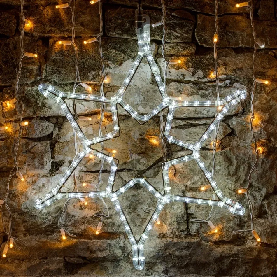 Easy Fix 2D motif lumineux LED - étoile, Ø 60 cm, blanc glacé, suspendu, aluminium