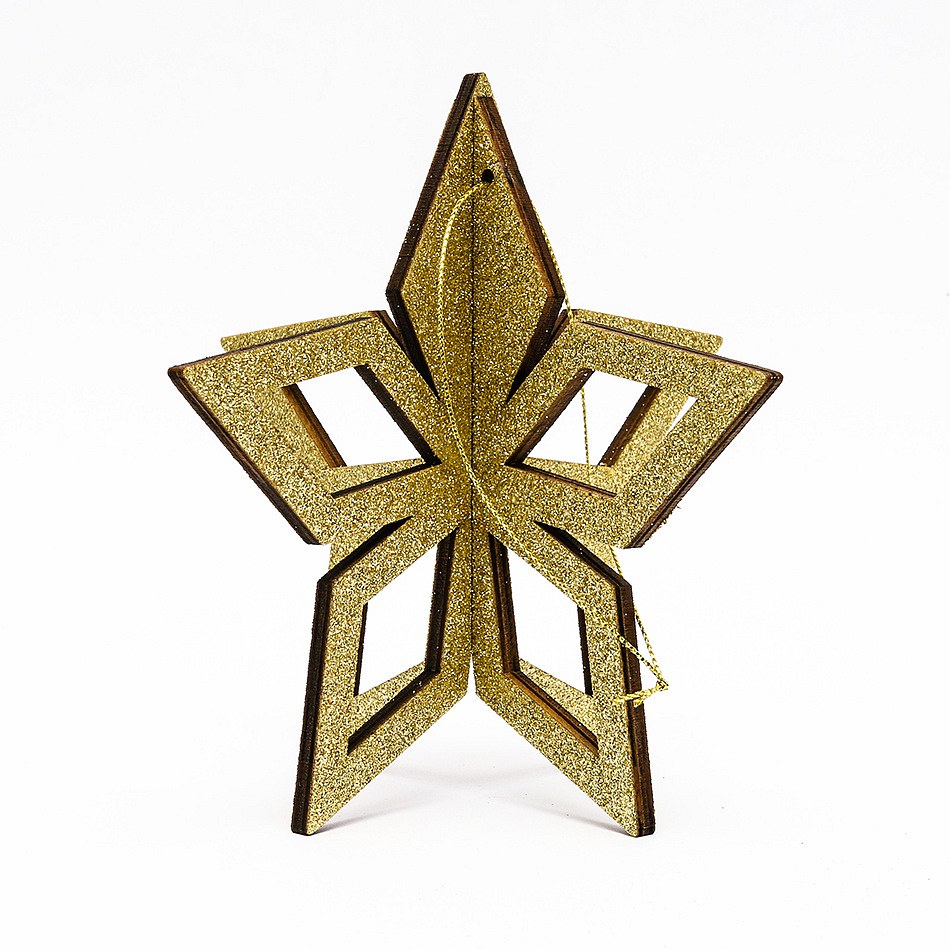 Ornement de Noël étoile d'or, 3D, 15 cm