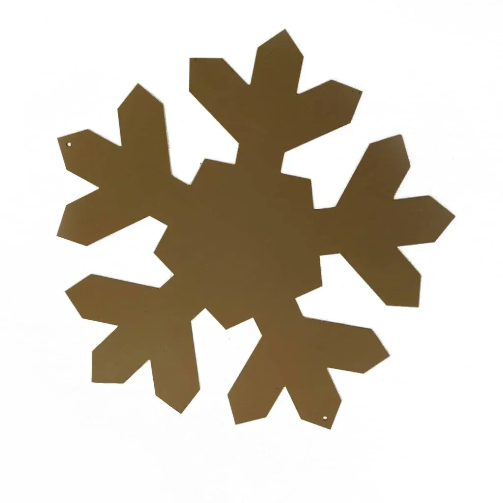 Ornement de Noël flocon de neige en métal doré 30 cm, extérieur