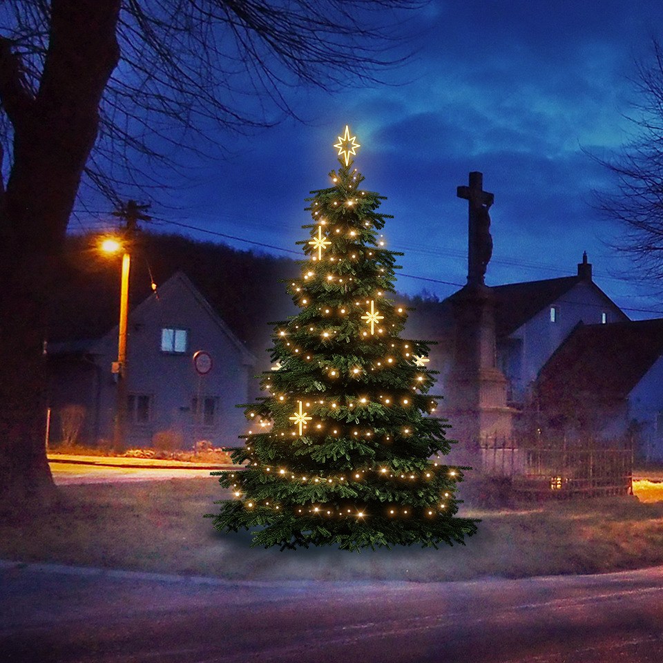 Set d'éclairage LED pour arbres de Noël 3-5 m de haut, blanc chaud avec décors DZ113WS2