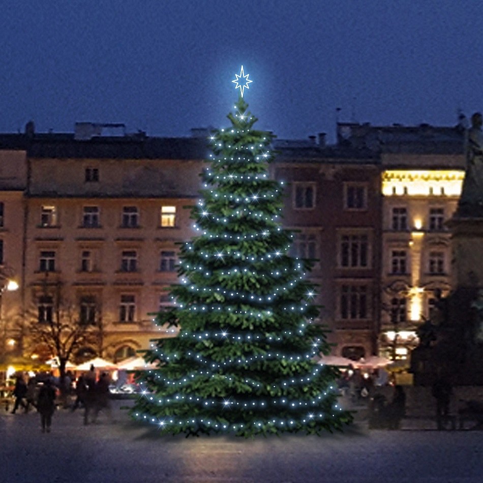 Jeu de lumières LED pour arbres de Noël de 6 à 8 m de haut, blanc glacier